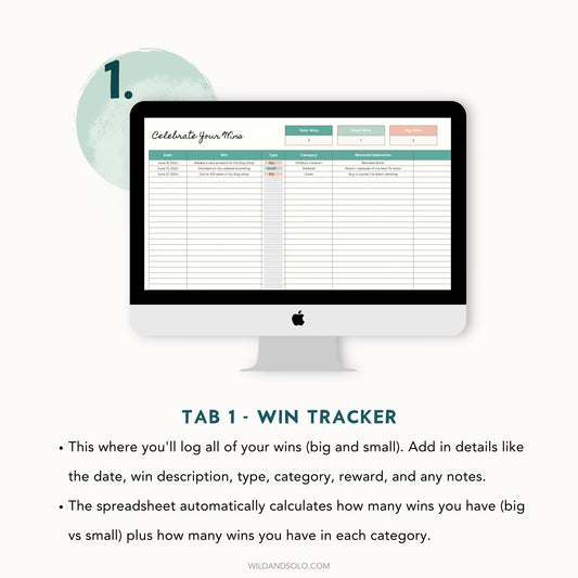 Celebrate Your Wins Tracker Spreadsheet for Google Sheets