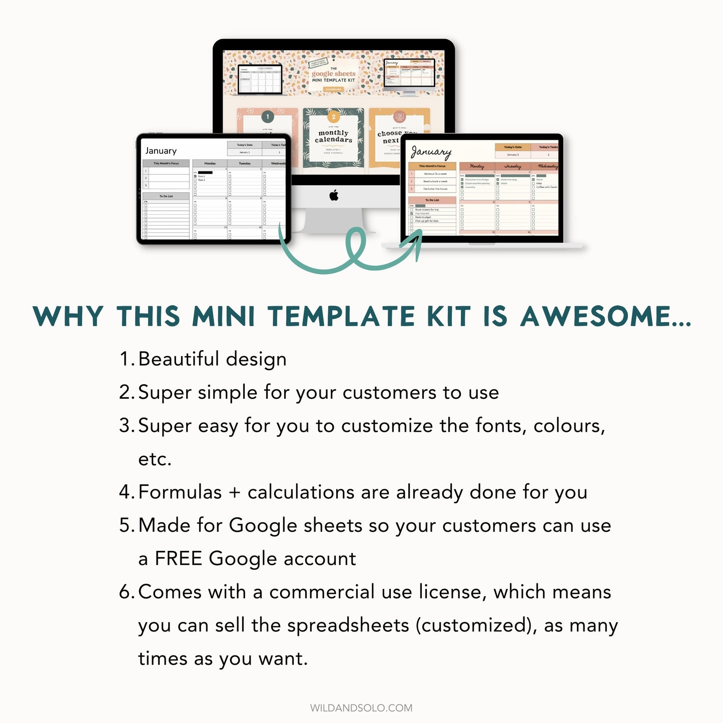 The Google Sheets Mini Template Kit - Simple Monthly Calendar Edition