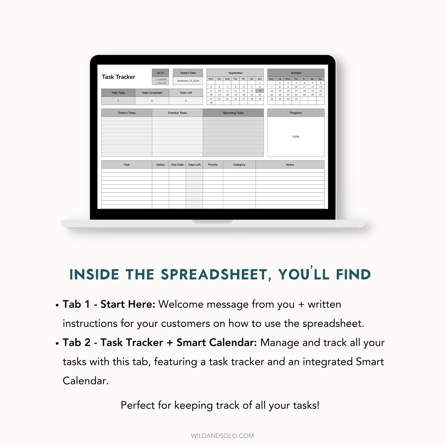 The Google Sheets Mini Template Kit - Task Tracker + Smart Calendar Edition