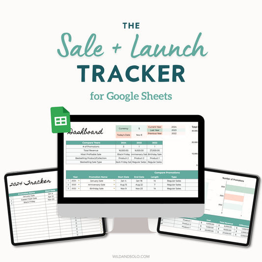Sale + Launch Tracker Spreadsheet for Google Sheets