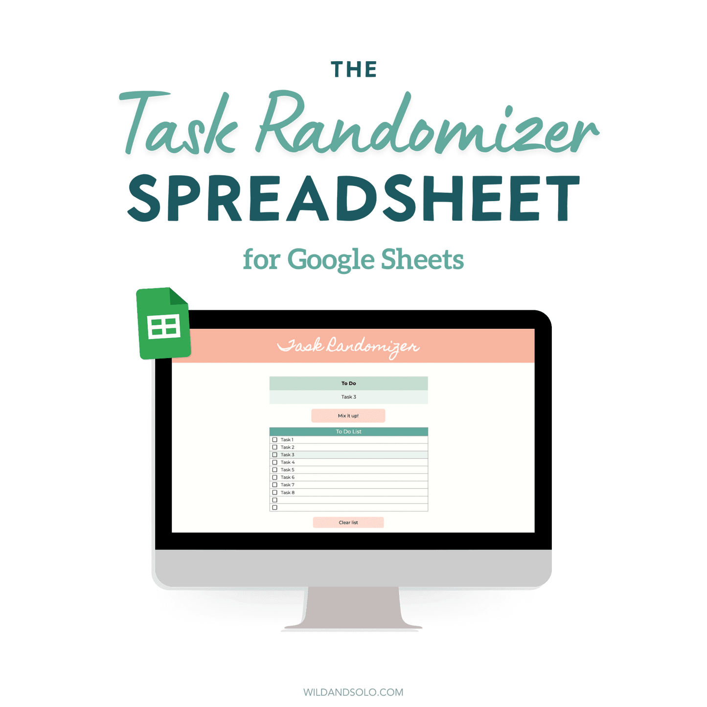 Task Randomizer Spreadsheet for Google Sheets on a laptop